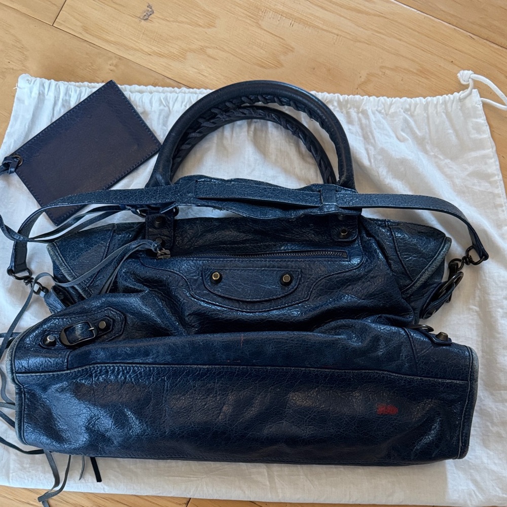 Balenciaga Navy Blue Leather Bag